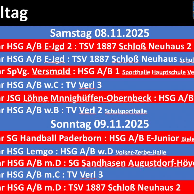 Spieltag 08.11. – 09.11.25