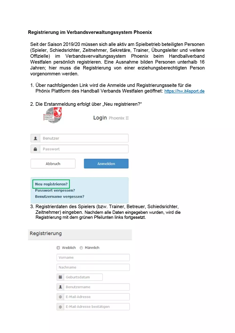 HSG Altenbeken/Buke Antrag auf Spielberechtigung