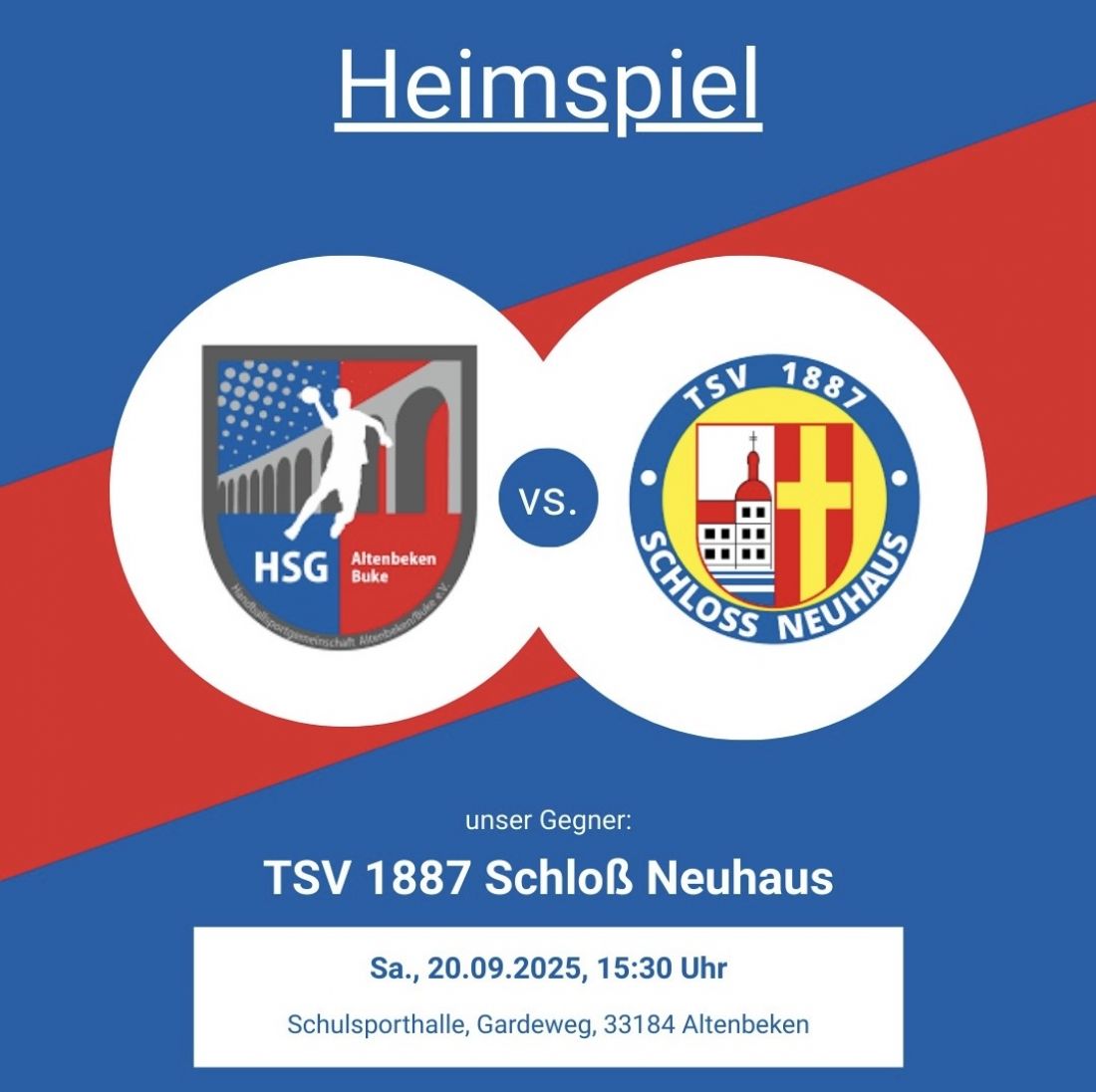 Die ERSTE empfängt Schloß Neuhaus zum Derby