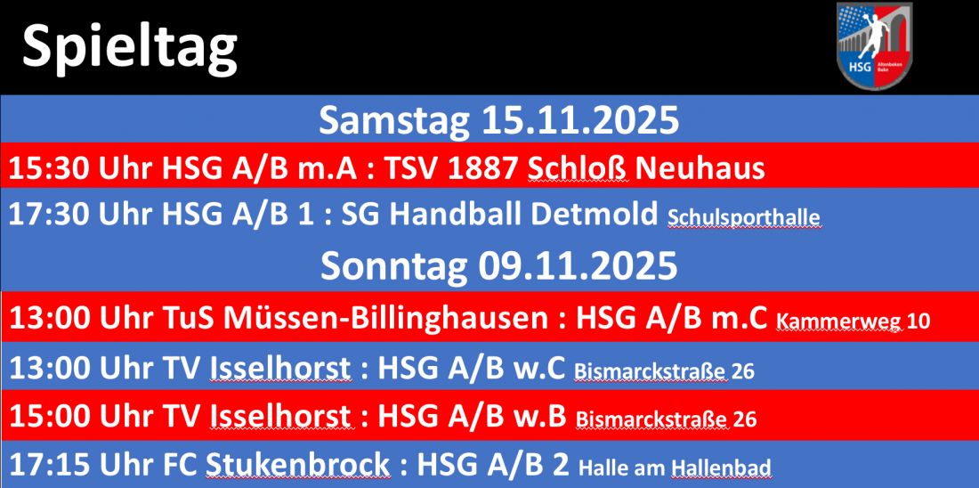 Spieltag 15.11-16.11.2025