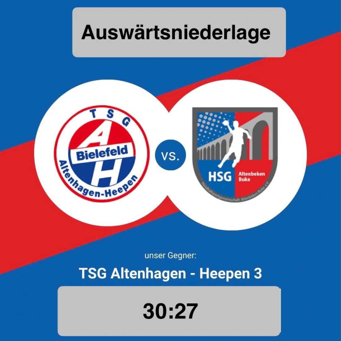 Die ERSTE verliert gegen die TSG Altenhagen-Heepen III