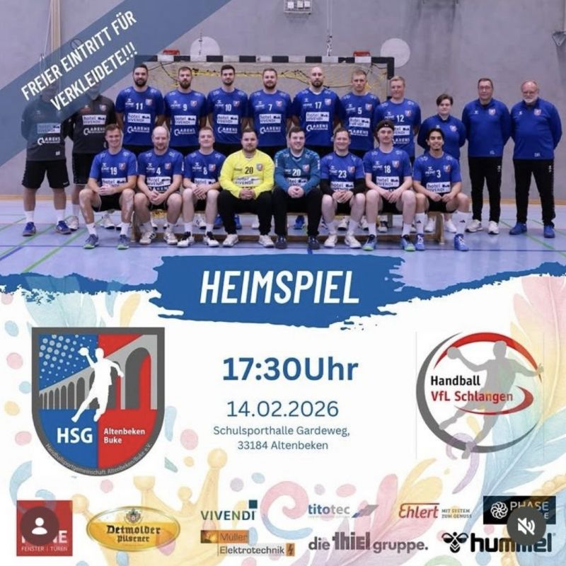 Die ERSTE empfängt den VfL Schlangen zum Derby. KostümierteZuschauende haben freien Eintritt.