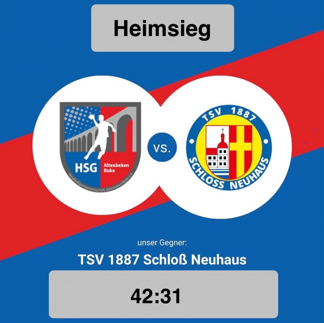 Die ERSTE gewinnt das Derby gegen Schloß-Neuhaus mit 42:31