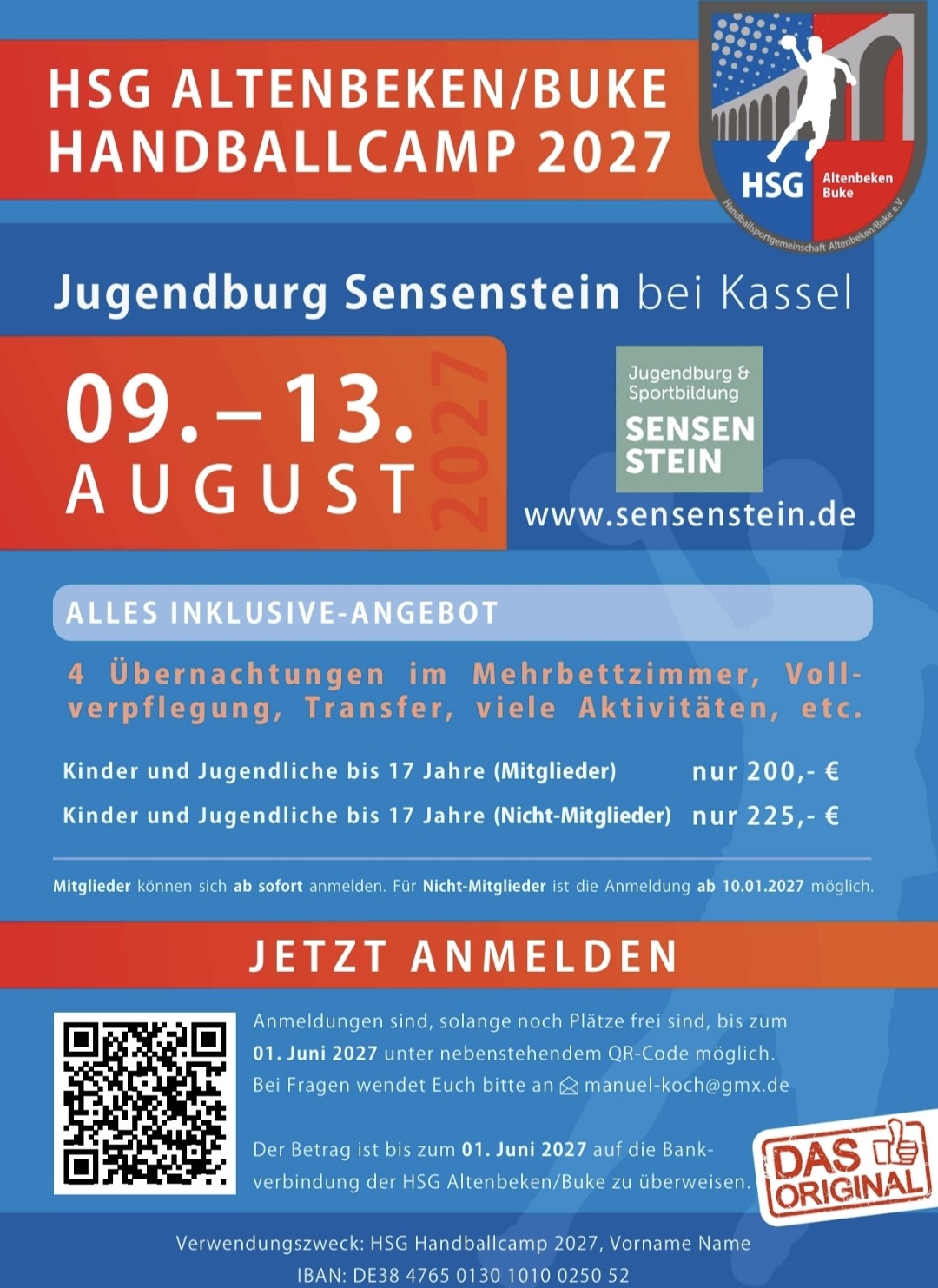 Zwölftes Handballcamp 2027 wieder auf dem Sensenstein 1000040130