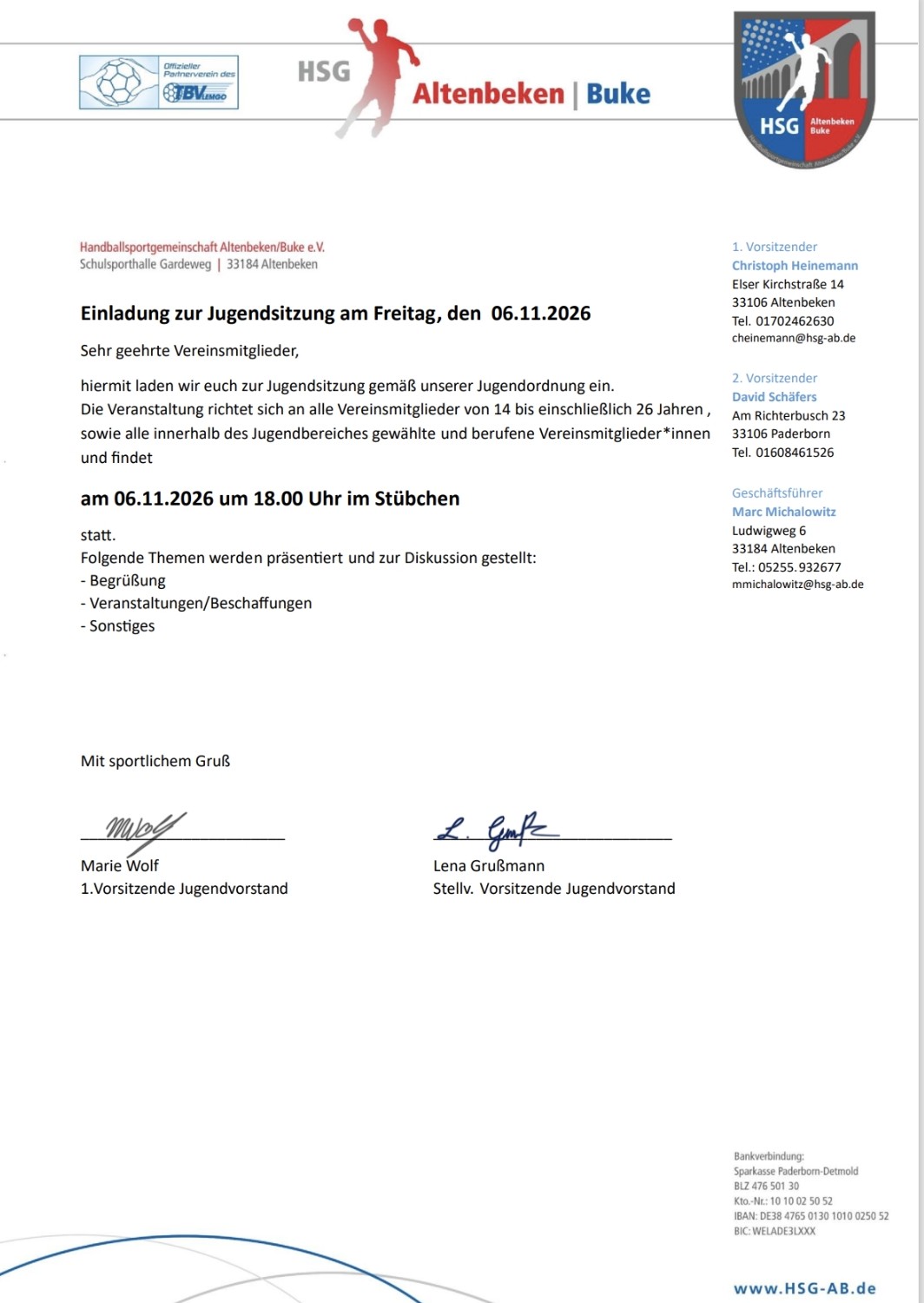 Einladung zur Jugendsitzung am Freitag, den 06.11.2026 um 18:00 Uhr 1000040784